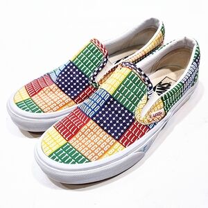Vans Classic Slip-On Pride Rainbow Patchwork Print Sneaker Shoes Men 4½ Women 6
